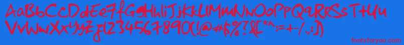 KkontagionPrintBold Font – Red Fonts on Blue Background