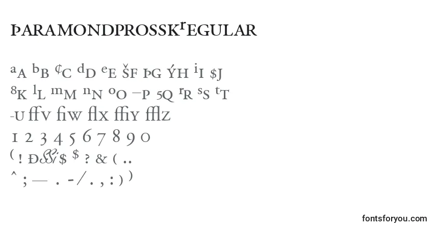 Czcionka GaramondprosskRegular – alfabet, cyfry, specjalne znaki