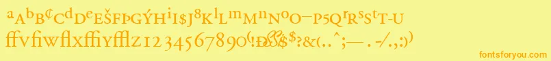 Czcionka GaramondprosskRegular – pomarańczowe czcionki na żółtym tle