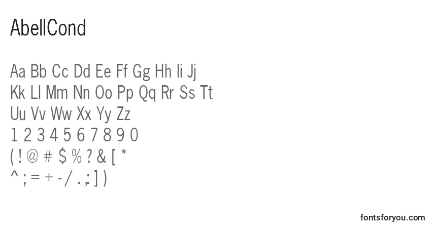 Шрифт AbellCond – алфавит, цифры, специальные символы