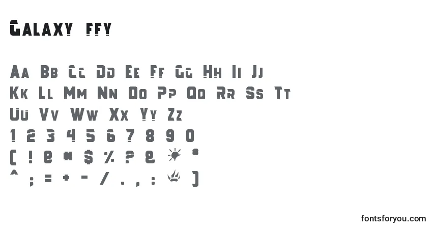 Czcionka Galaxy ffy – alfabet, cyfry, specjalne znaki