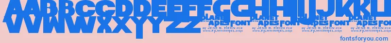 フォントPlanetOfTheApes – ピンクの背景に青い文字