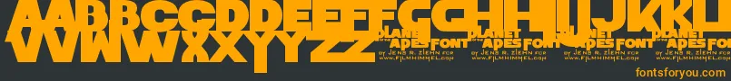 PlanetOfTheApes-Schriftart – Orangefarbene Schriften auf schwarzem Hintergrund