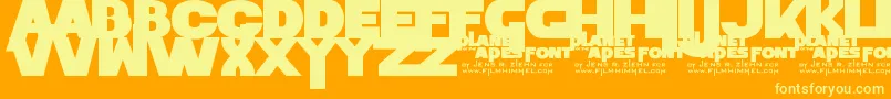 PlanetOfTheApes Font – Yellow Fonts on Orange Background