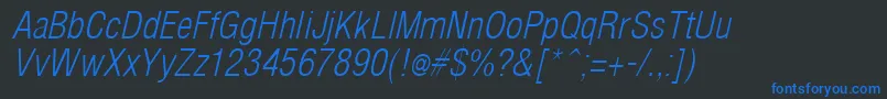 ArenaCondLightItalic Font – Blue Fonts on Black Background