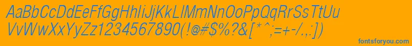 ArenaCondLightItalic Font – Blue Fonts on Orange Background