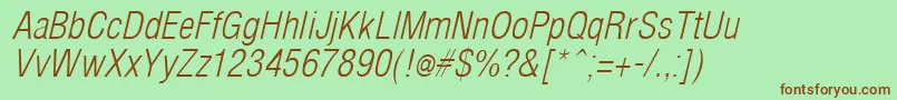 ArenaCondLightItalic Font – Brown Fonts on Green Background
