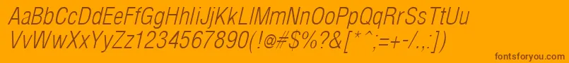 ArenaCondLightItalic Font – Brown Fonts on Orange Background