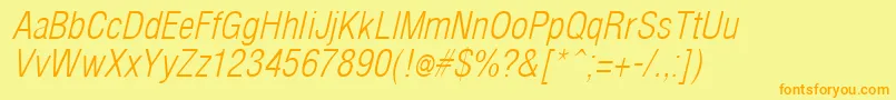 ArenaCondLightItalic Font – Orange Fonts on Yellow Background