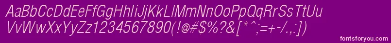 ArenaCondLightItalic Font – Pink Fonts on Purple Background