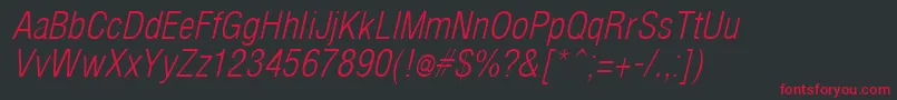ArenaCondLightItalic Font – Red Fonts on Black Background
