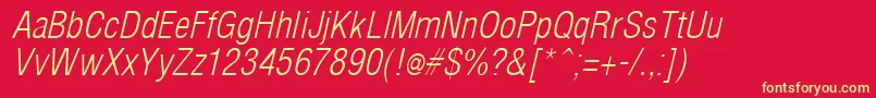 ArenaCondLightItalic Font – Yellow Fonts on Red Background