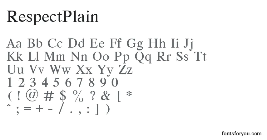 Шрифт RespectPlain – алфавит, цифры, специальные символы