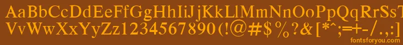 フォントRespectPlain – オレンジ色の文字が茶色の背景にあります。