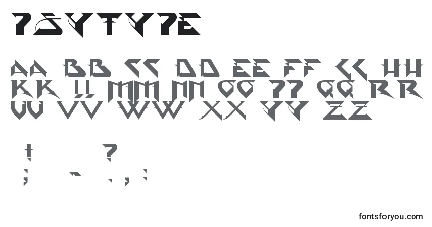 Шрифт Psytype – алфавит, цифры, специальные символы