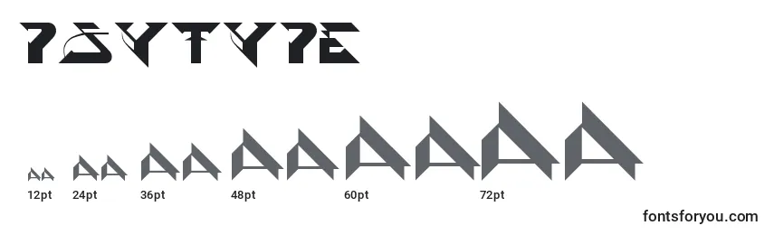 Размеры шрифта Psytype