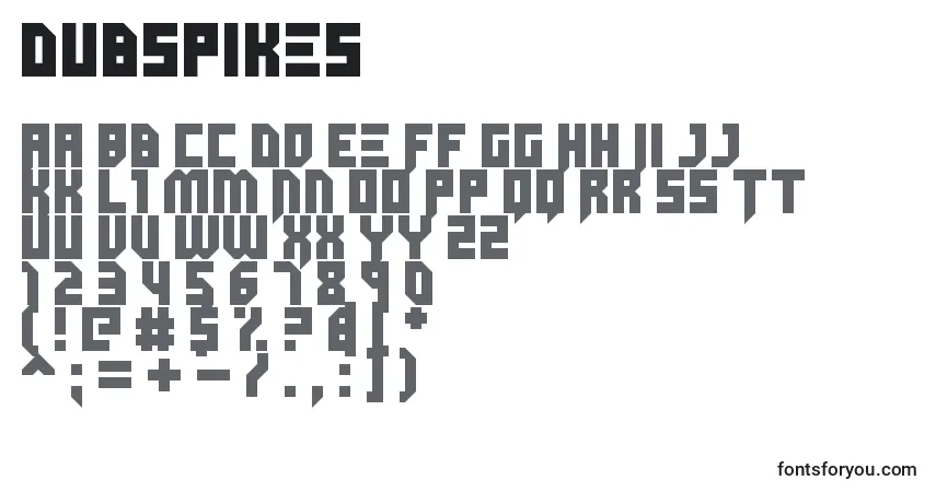 Schriftart Dubspikes – Alphabet, Zahlen, spezielle Symbole