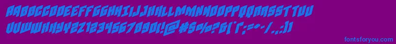Galaxyforcextraexpandital-Schriftart – Blaue Schriften auf violettem Hintergrund