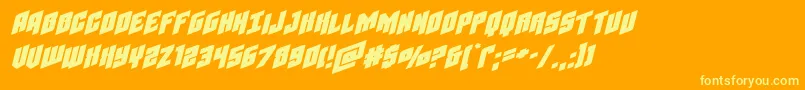 Шрифт Galaxyforcextraexpandital – жёлтые шрифты на оранжевом фоне