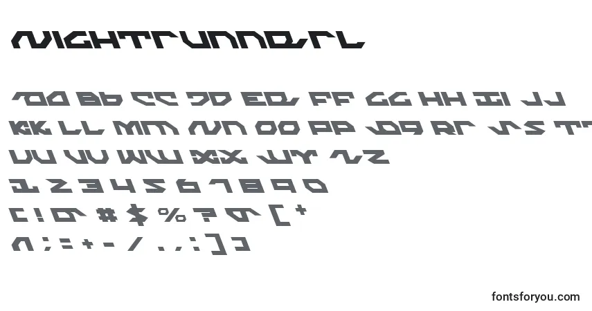 Czcionka Nightrunnerl – alfabet, cyfry, specjalne znaki