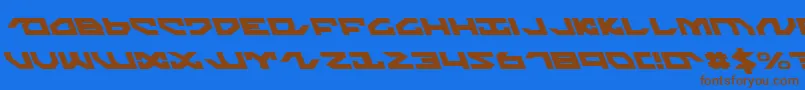 フォントNightrunnerl – 茶色の文字が青い背景にあります。