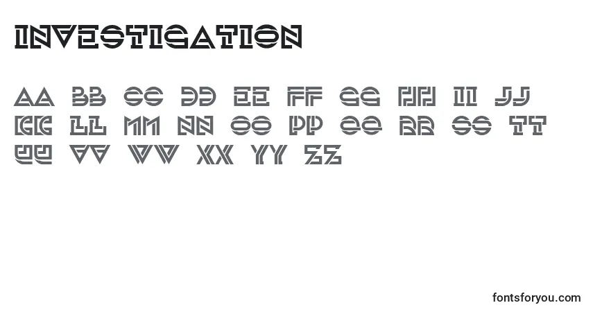 Czcionka Investigation – alfabet, cyfry, specjalne znaki
