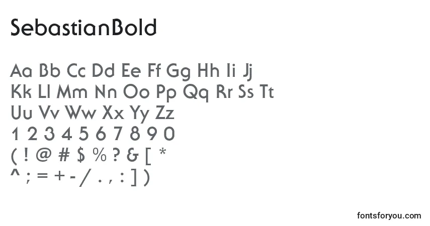 Шрифт SebastianBold – алфавит, цифры, специальные символы