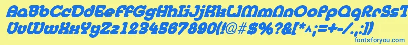MedflyblackItalic Font – Blue Fonts on Yellow Background