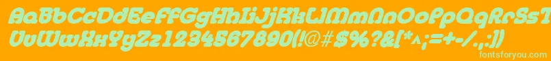 MedflyblackItalic-Schriftart – Grüne Schriften auf orangefarbenem Hintergrund