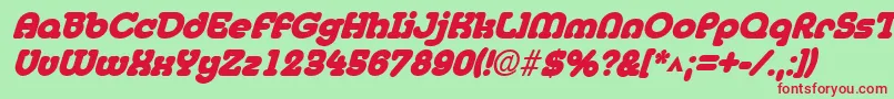 MedflyblackItalic Font – Red Fonts on Green Background