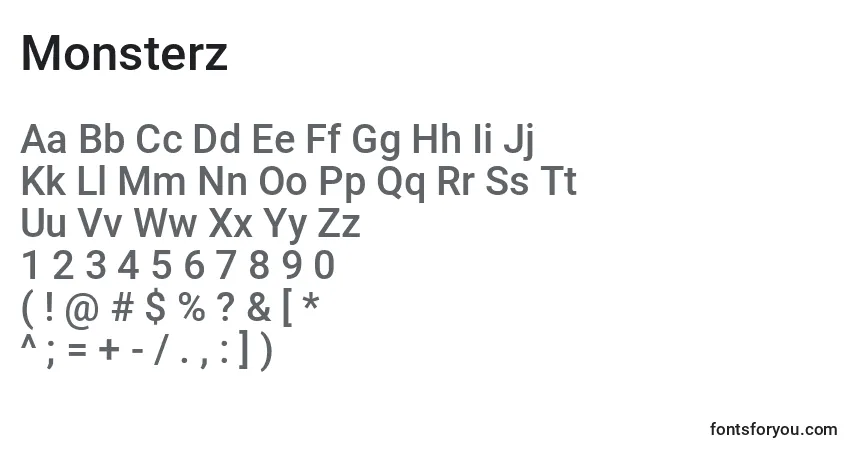 Czcionka Monsterz – alfabet, cyfry, specjalne znaki