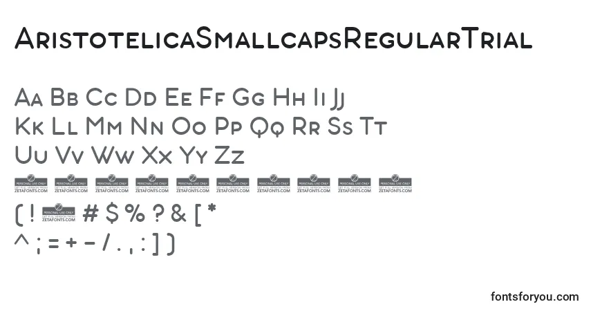 Шрифт AristotelicaSmallcapsRegularTrial – алфавит, цифры, специальные символы