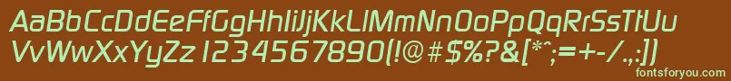 DigitalserialBolditalic-fontti – vihreät fontit ruskealla taustalla
