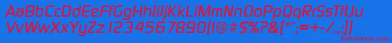 DigitalserialBolditalic Font – Red Fonts on Blue Background