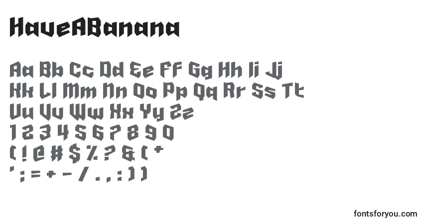 Schriftart HaveABanana – Alphabet, Zahlen, spezielle Symbole
