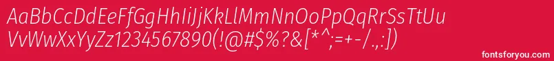 fuente FirasanscondensedExtralightitalic – Fuentes Blancas Sobre Fondo Rojo