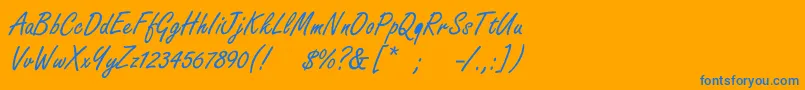 Boldstylescript-Schriftart – Blaue Schriften auf orangefarbenem Hintergrund