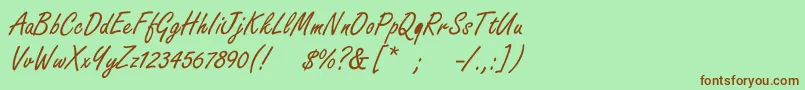 Boldstylescript-Schriftart – Braune Schriften auf grünem Hintergrund