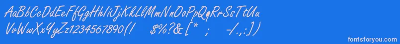 Boldstylescript-Schriftart – Rosa Schriften auf blauem Hintergrund