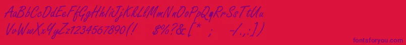 フォントBoldstylescript – 赤い背景に紫のフォント