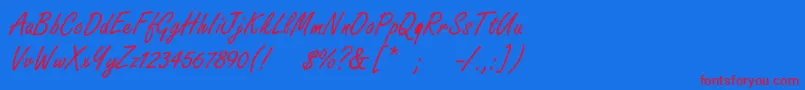 Boldstylescript Font – Red Fonts on Blue Background