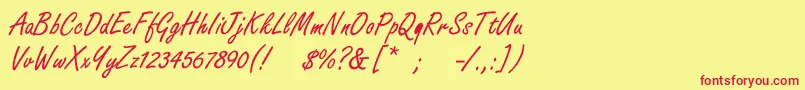 Boldstylescript Font – Red Fonts on Yellow Background
