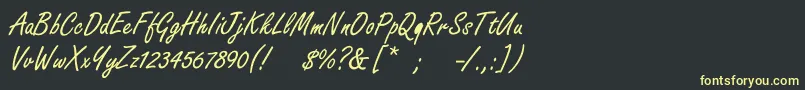 Boldstylescript-fontti – keltaiset fontit mustalla taustalla