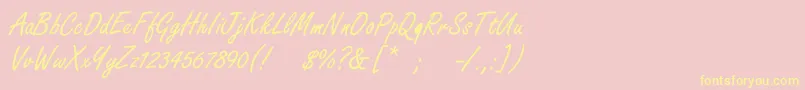 Fonte Boldstylescript – fontes amarelas em um fundo rosa