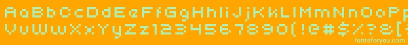 Uni05 54-fontti – vihreät fontit oranssilla taustalla