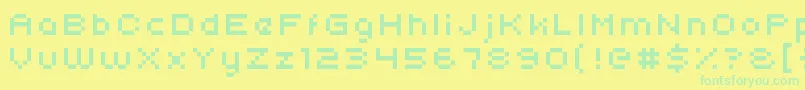 Uni05 54 Font – Green Fonts on Yellow Background