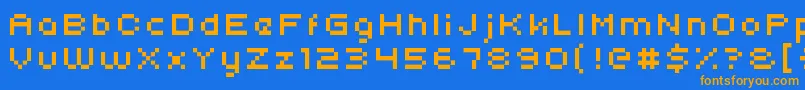 Uni05 54 Font – Orange Fonts on Blue Background