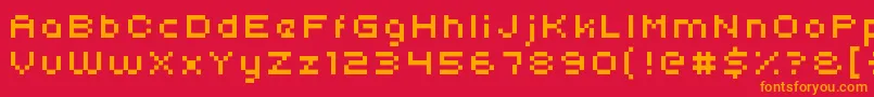 フォントUni05 54 – 赤い背景にオレンジの文字