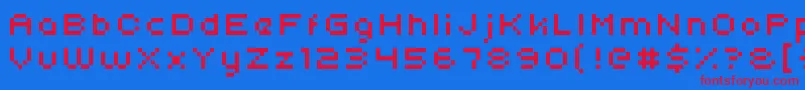 Uni05 54 Font – Red Fonts on Blue Background