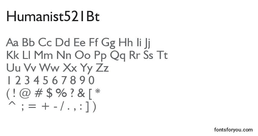 Шрифт Humanist521Bt – алфавит, цифры, специальные символы